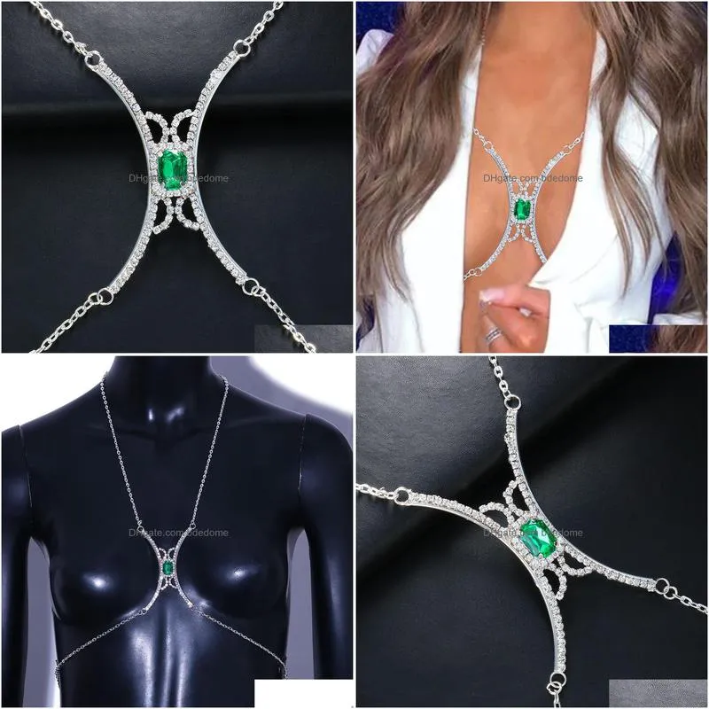 other stonefans sexy square crystal chest chain harness jewelry women festival bikini chest bracket bra fashion show gift 221008