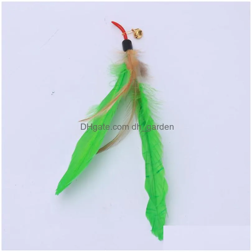 color feather cats toy plastic pendant creative funny cat stick replacement head pet toys 5 colors