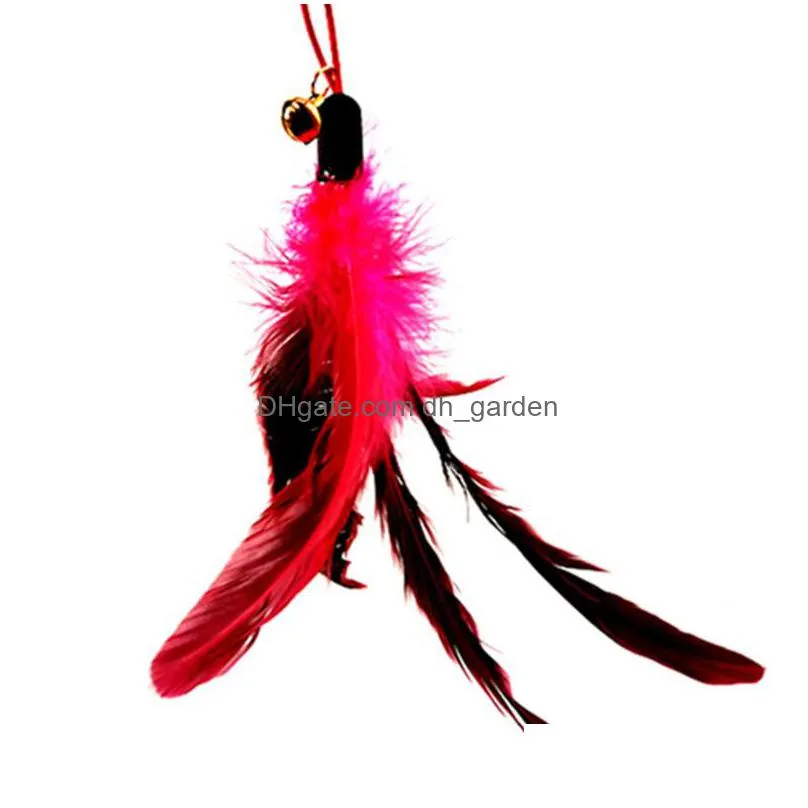 color feather cats toy plastic pendant creative funny cat stick replacement head pet toys 5 colors