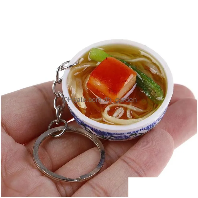 imitation food keychain handmade diy rice noodle pvc keychains fashion accessories key chain keyring