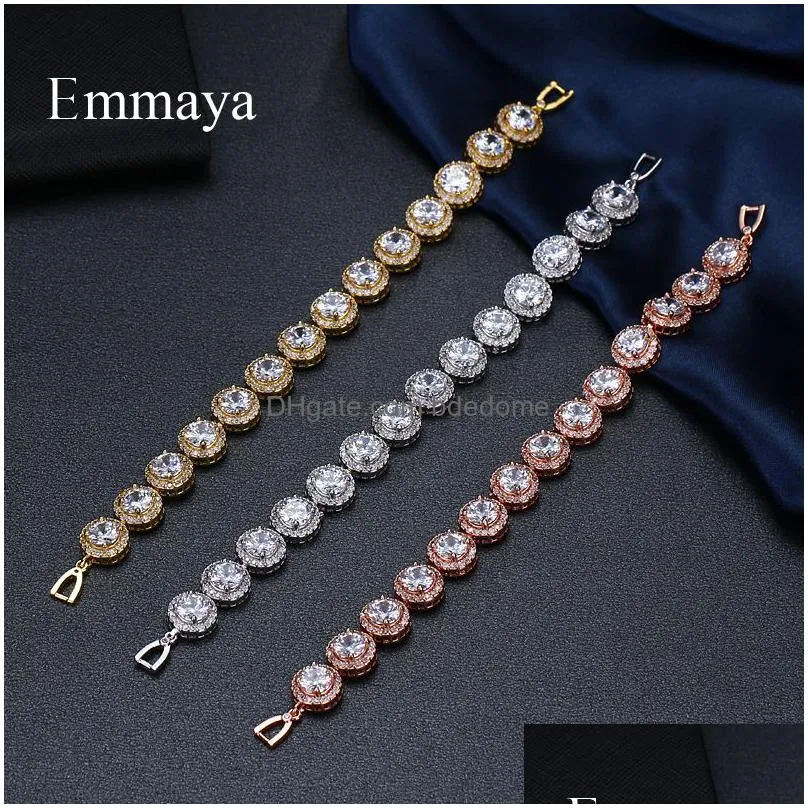 bangle emmaya brand charm classic aaa cubic zircon three colors roundel bracelets for woman elegance wedding party birthday gift