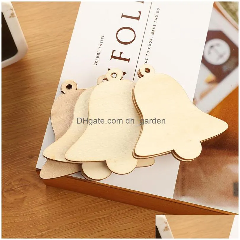 christmas wooden pendants diy hand carved crafts creative birthday party home decoration supplies 9 styles with rope