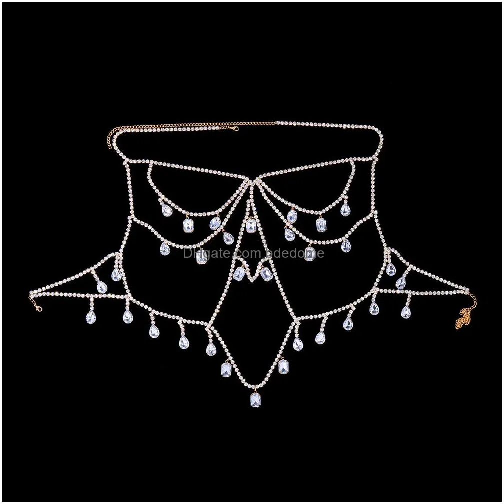 other rave exaggerated charm big crystal body chain set lingerie bikini harness for women bra and thong set sexy festival 221008