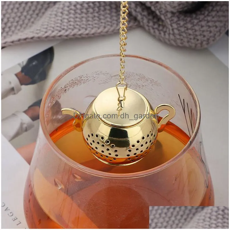 gold 304 stainless steel tea tea tools infuser teapot tray spice tea strainer herbal filter teaware accessories kitchen tools tea