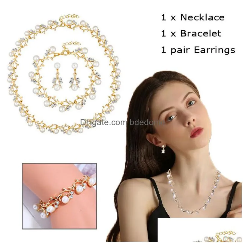 wedding jewelry sets fashion imitation pearl wedding necklace earring bridal for women elegant jewelry sets party gift 230313