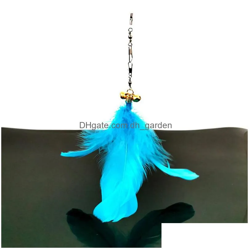 color feather cats toy plastic pendant creative funny cat stick replacement head pet toys 5 colors