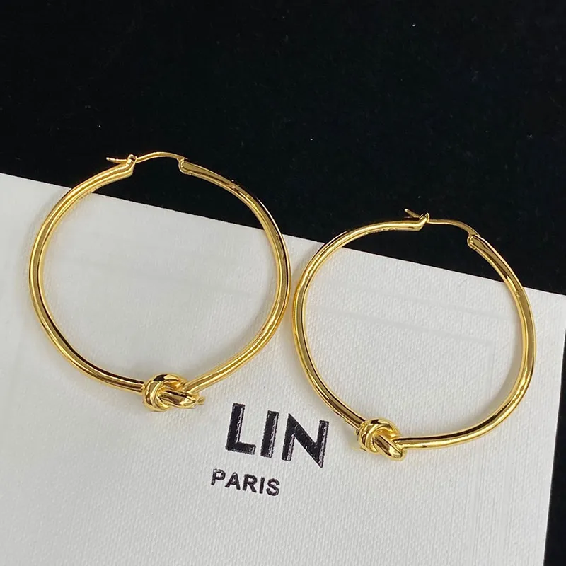 2023 Designer Knot Hoops Earrings Women Gold Jewelry Luxury Huggie Earring Classic Circle Hoop Jewlery Charm Earings Stud Earing CYD239086-3
