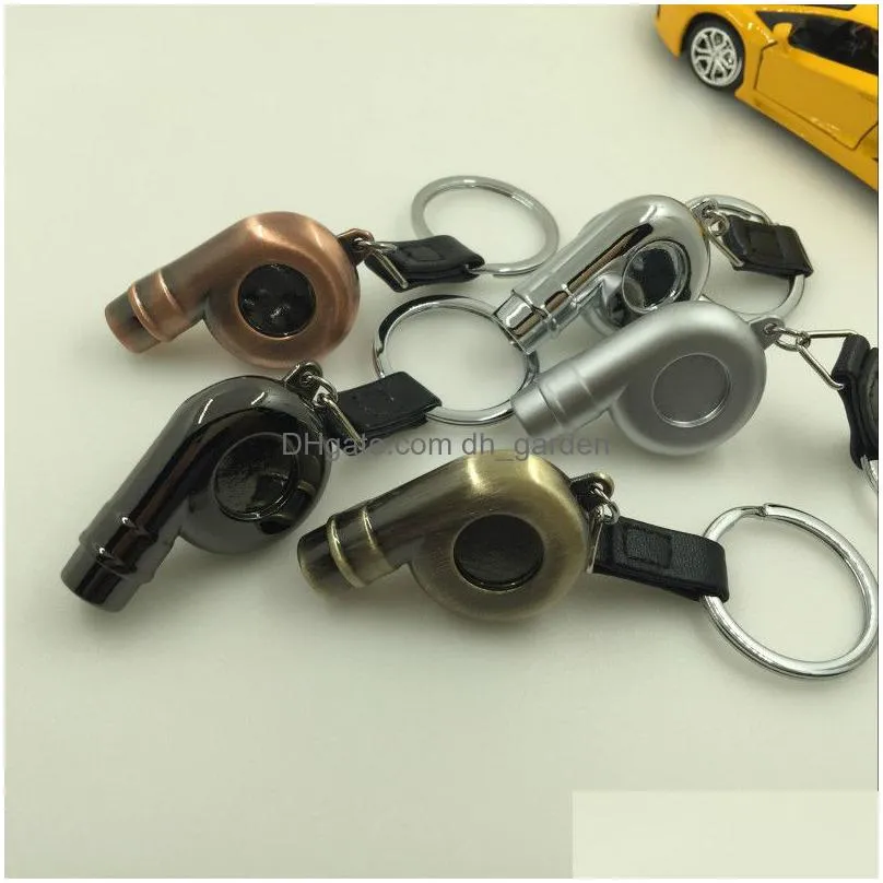 creative car modification turbine keychain metal whistle keychains outdoor rescue tool father`s day gift keyring