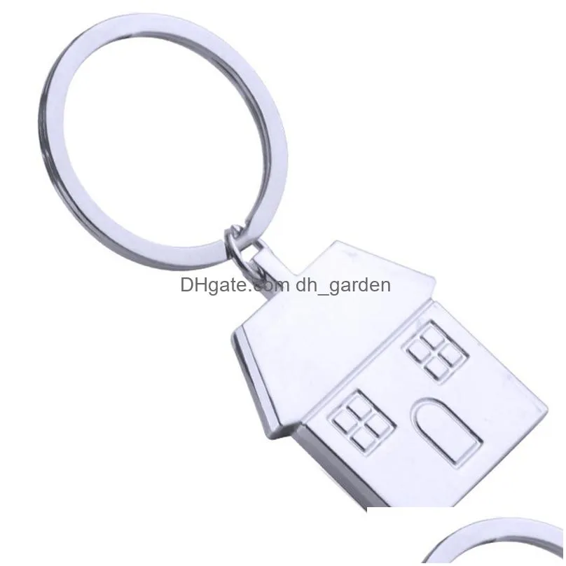 diy house keychains metal pendant keychain real estate promotion gift key chain keyring