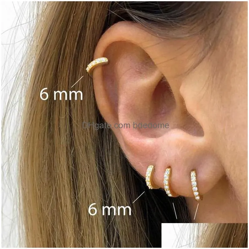 hoop huggie canner real 925 sterling silver earrings for women round circle earring zircon piercing earings personalized trend jewelry