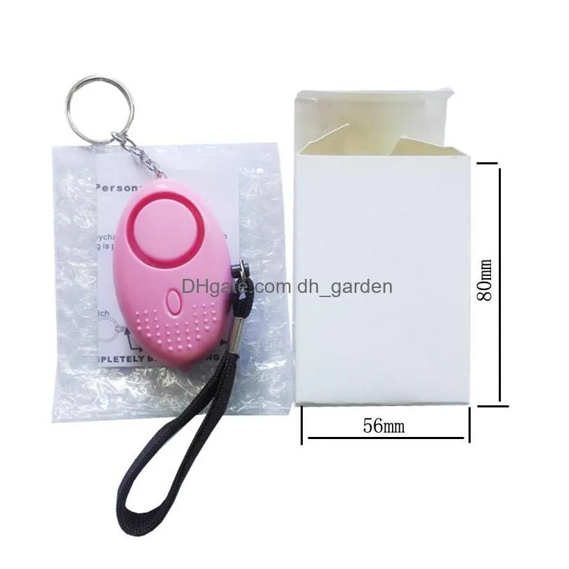 130db egg shape self defense alarm keychain pendant personalize flashlight personal safty key chain charm car keyring 12 colors