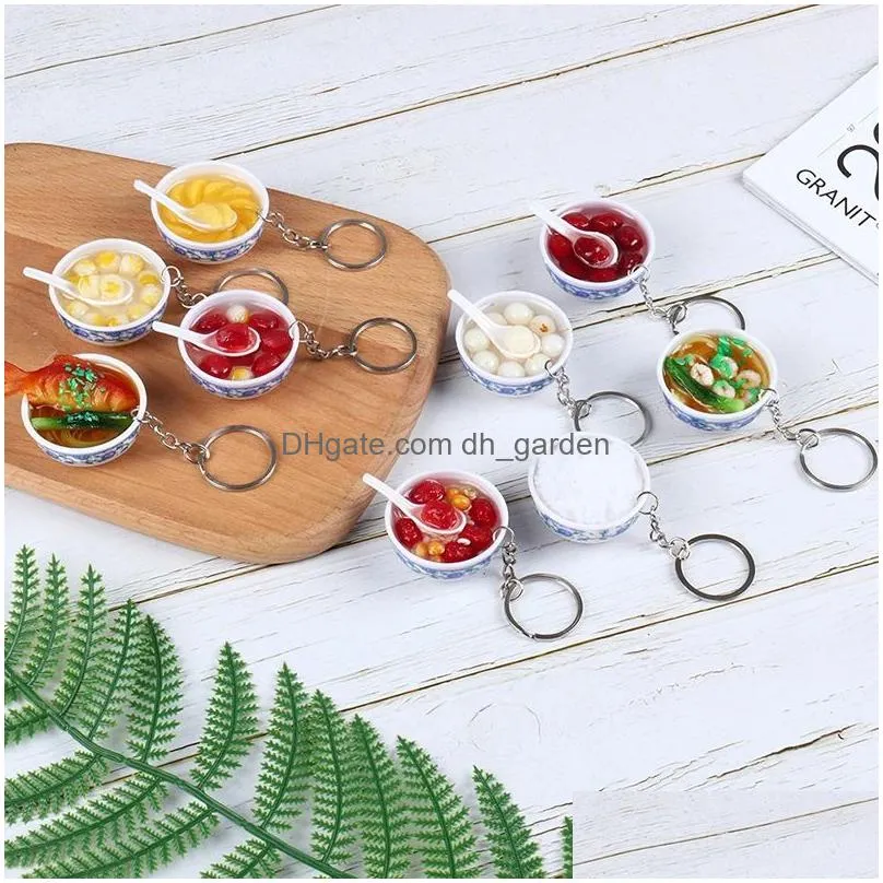 imitation food keychain handmade diy rice noodle pvc keychains fashion accessories key chain keyring