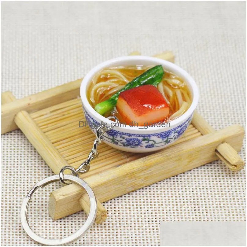 imitation food keychain handmade diy rice noodle pvc keychains fashion accessories key chain keyring