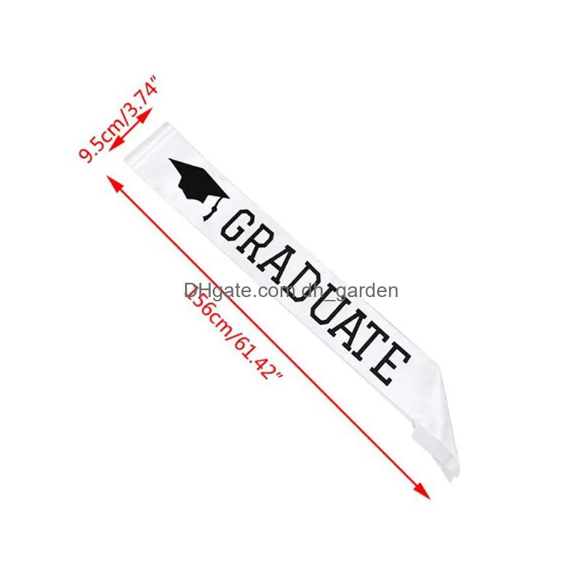 satin black and white decoration graduation shoulder strap i graduated single sided printing letters etiquette belt celebration party