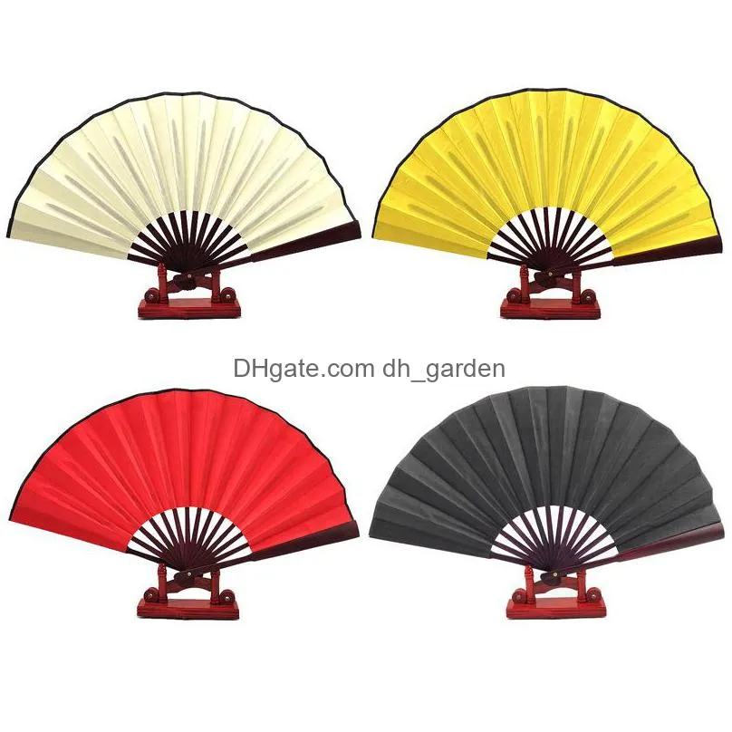 diy blank painting folding fan party favor solid color silk cloth fan festival show dance fans 10 inch