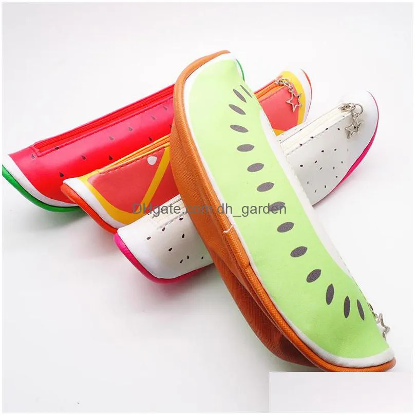 fashion fruit style pencil case for girls novelty leather storage bag creativity stationery office school supplies