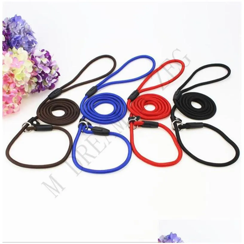 4 colors pet dog nylon rope training leash slip lead strap adjustable traction collar pet animals rope 0.6*130cm