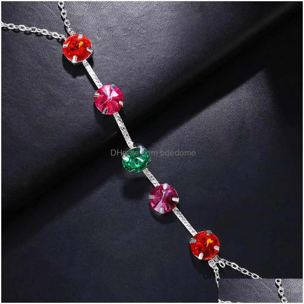 other colorful crystal belly waist chain body jewelry necklace for women metal link chest harness bra sexy festival clothing 221008