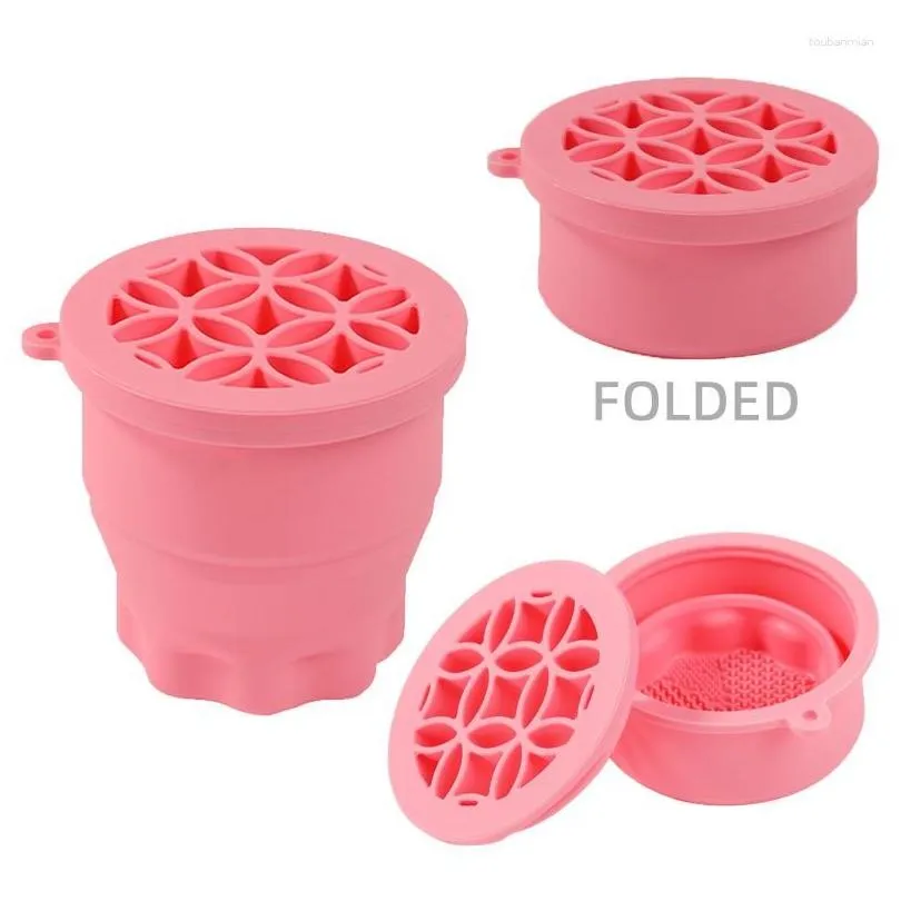 storage boxes multifunction silicone folding makeup brush cleaning cup beauty and drying cosmetic scrub