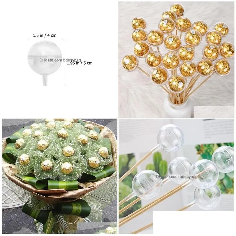 gift wrap 100pcs acrylic chocolate holder candy packaging balls diy bouquet accessories valentines day cup bouquetgift drop delivery