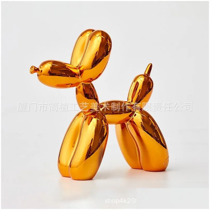 shiny balloons dog statue decorative flower pots simulation dogs resin animal art sculpture balloons craftwork home decoration