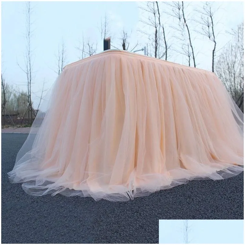 1m tulle table skirt for wedding party decoration baby shower home textile birthday tablecloths tutu supplies