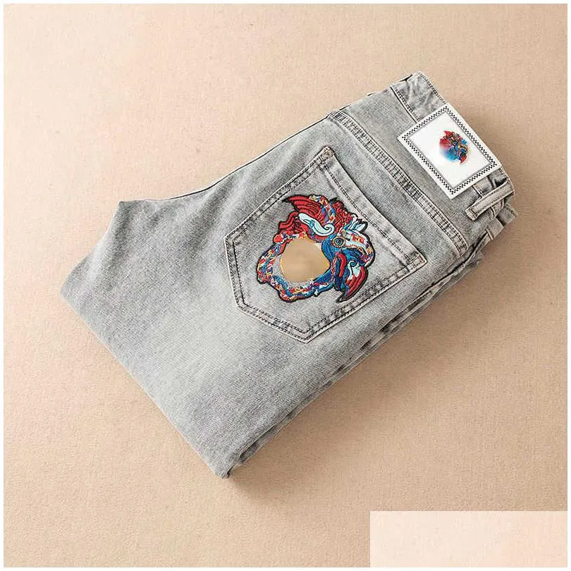 oversized mens jeans vers designer pants  embroidered denim trousers hip hop loose sweatpants 4xl 5xl 6xl