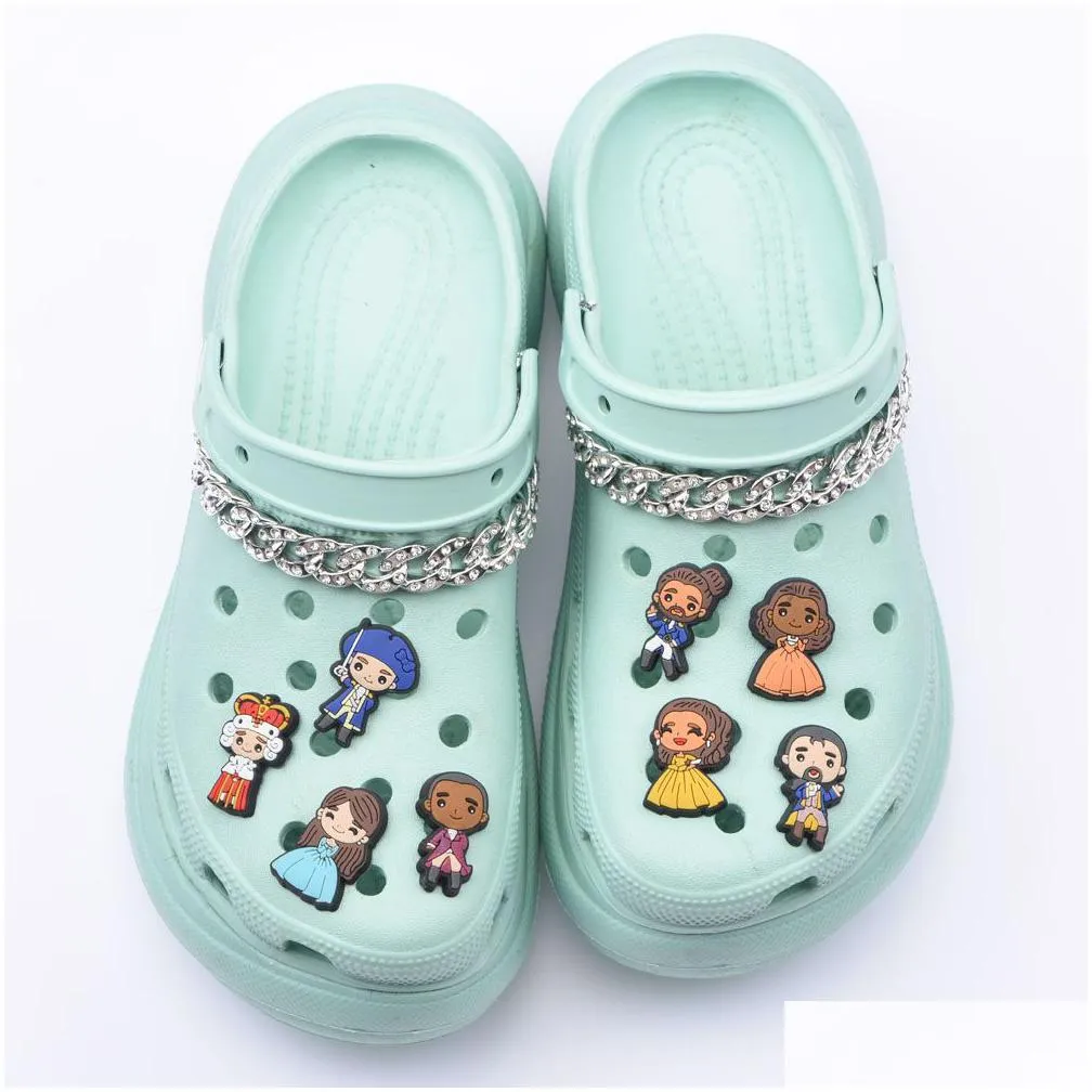 hot sell custom new design cartoon prince and princess soft pvc animation image designer shoe charms wholesale
