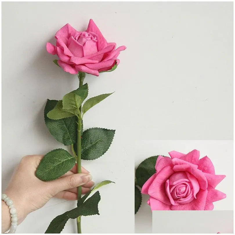 5pcs/lot large rose artificial flowers latex real touch rose silk flowers for home decoration wedding bouquet party design fake