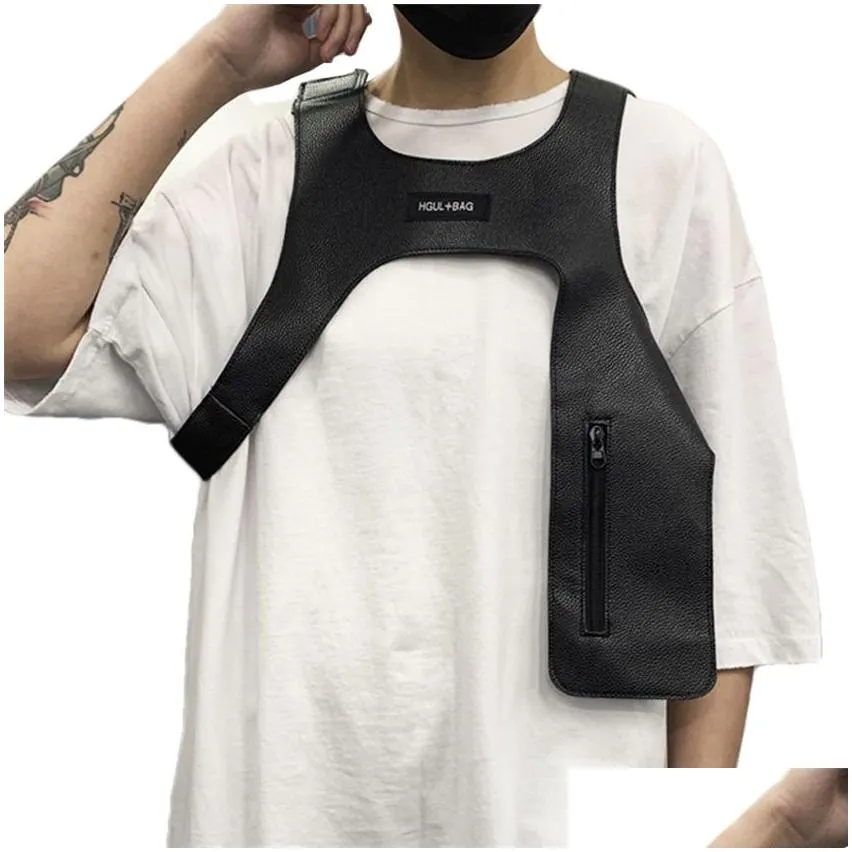 cool vest for men trendy streetwear tactical light accessory rap brand match women hip-hop harness cloth 220419