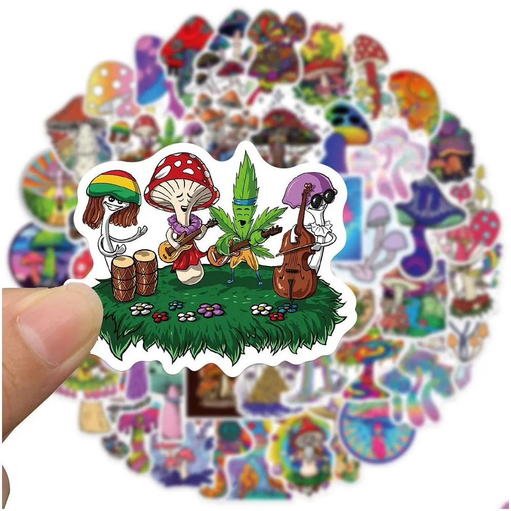 50pcs psychedelic aesthetics mushroom stickers decal car guitar motorcycle luggage suitcase cartoon graffiti sticker