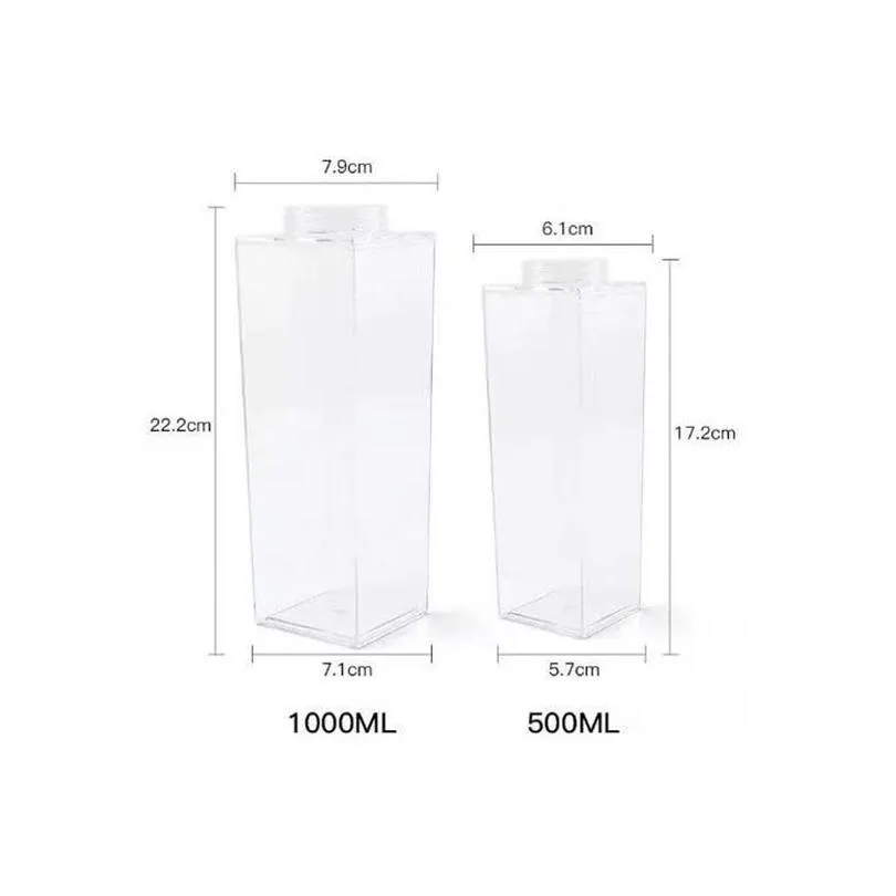 plastic clear milk carton shaped water bottles portable drinking sports milk cups water bottle with lid