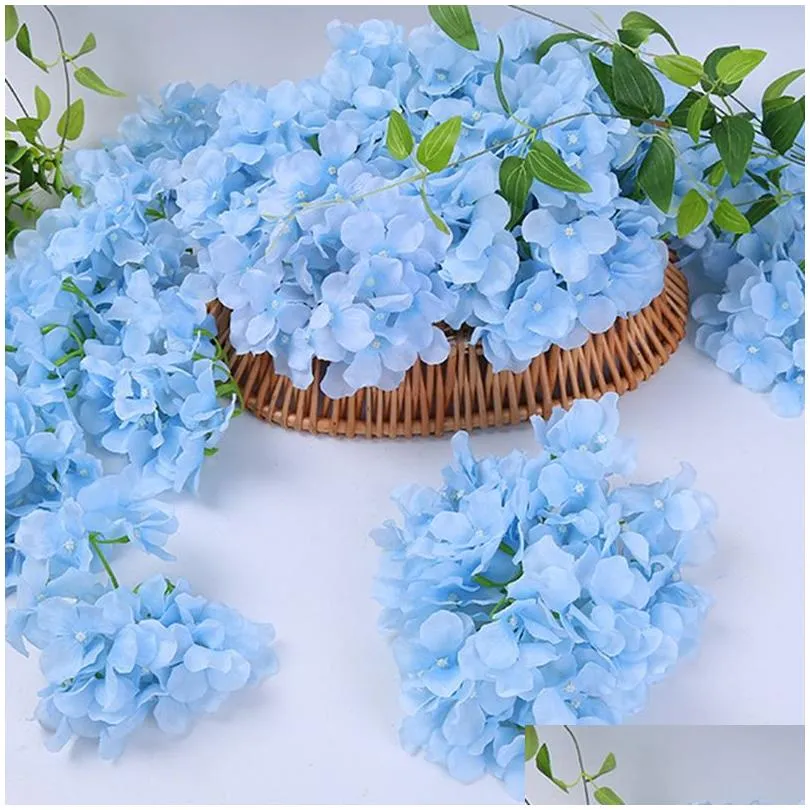 10pcs/lot colorful decorative flower head artificial silk hydrangea diy home party wedding arch background wall