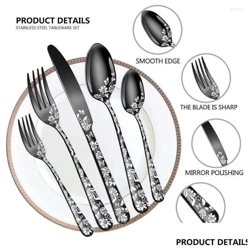 dinnerware sets 20 pcs pattern stainless steel tableware steak knife and fork spoon kit portable cutlery set dinner dessert co