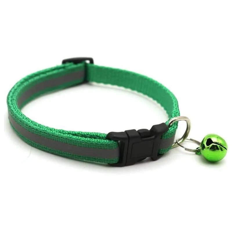  breakaway cat dog collar with bells reflective nylon collar adjustable pet collars for cats or small dogs 12 colors