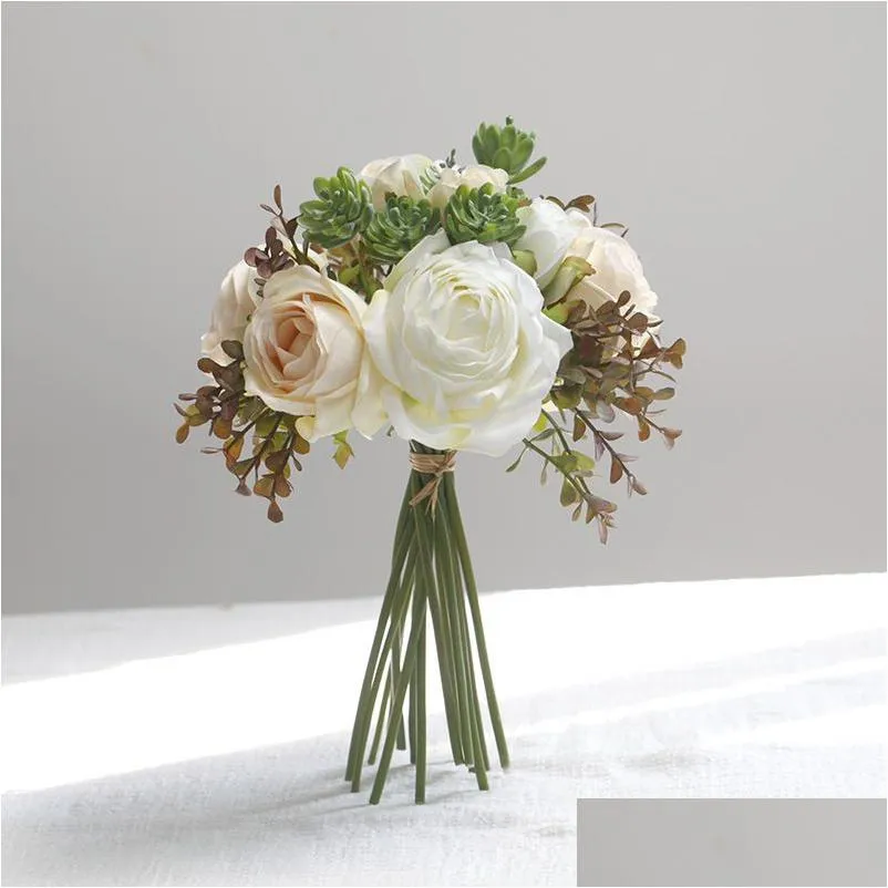 simulation rose artificial silk flower bunch wedding bride hand bouquet home decoration accessories table floral