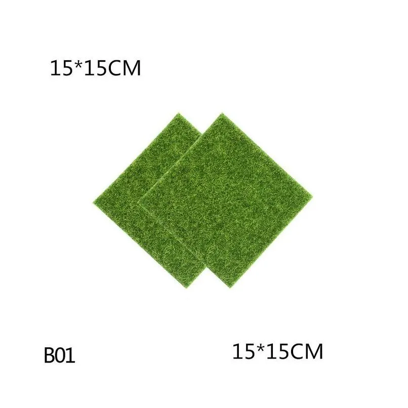 1pcs 15cm/30cm artificial grassland simulation moss lawn turf fake green grass mat carpet diy micro landscape home floor decor