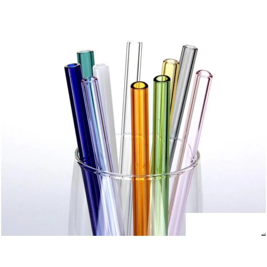 wholesale colored borosilicate cocktail glass straws length 20cm strait 8mm drinking straw for party ship