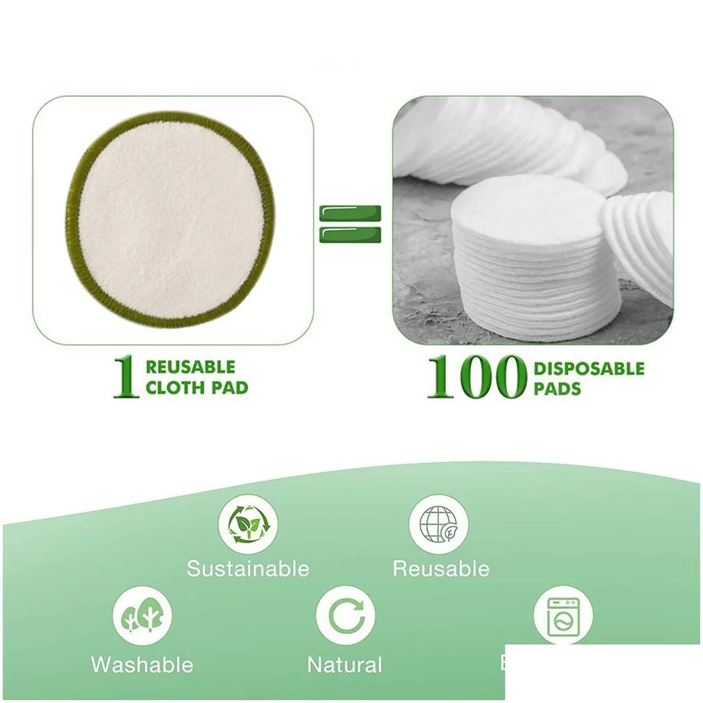 16pcs/bag reusable bamboo makeup remover pads washable rounds cleansing facial cotton make up removal pads tool