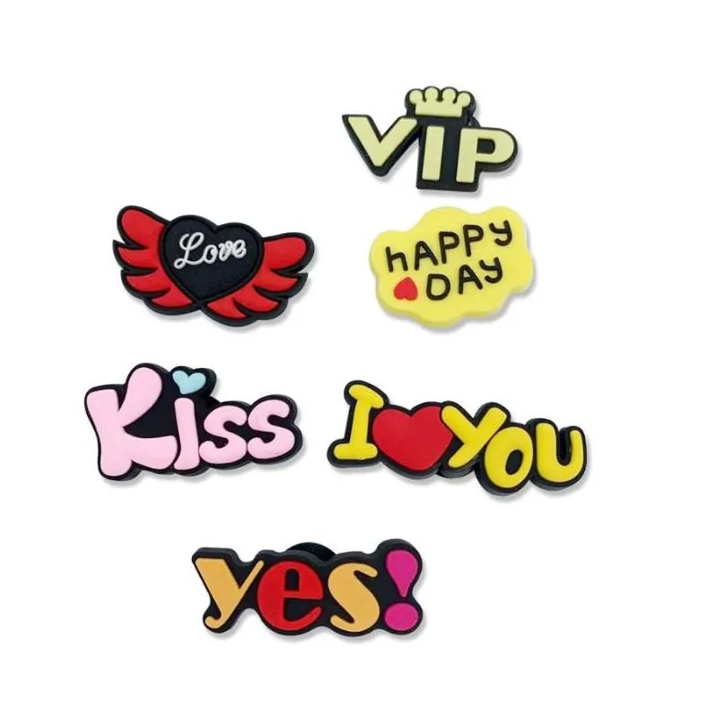 fashion letters girls boys shoes flower pvc charms hole garden shoe accessories fit bands bracelets croc jibz kids gifts decoration wristband