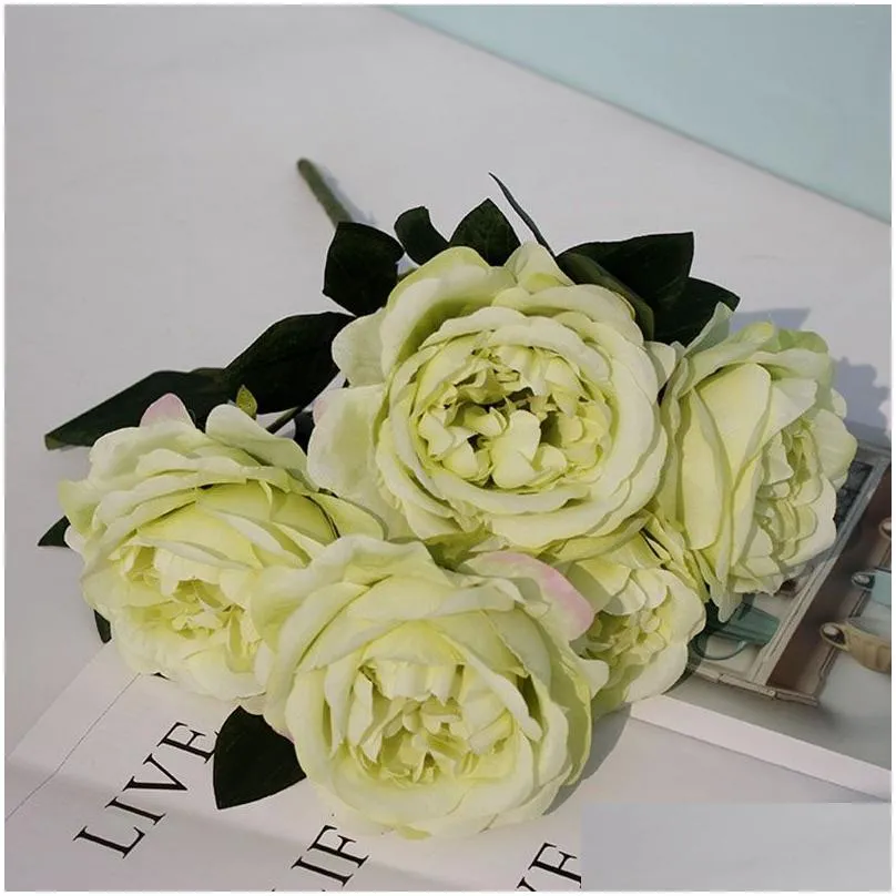 5 heads simulation peony flower wedding decoration floral flower arrangement arches t platform road lead artificial silk bouquet