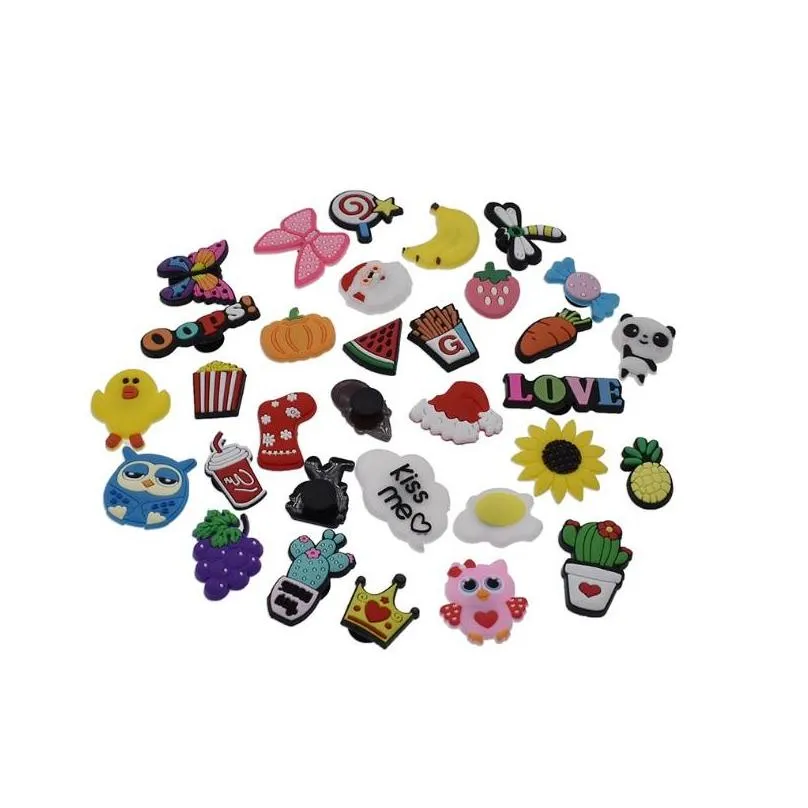  100pcs/lot lovely cute cartoon pvc shoe charms shoe buckles action figure fit bracelets croc jibz shoe accessories kids girls boys