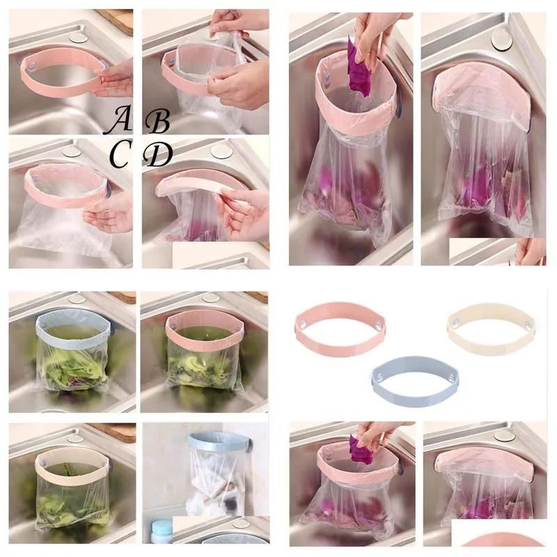  creative power suction cup garbage bag kitchen clip garbage storage rack kitchen accessories organizer drop 