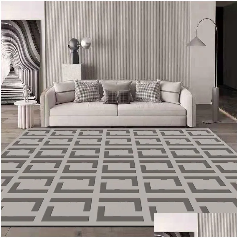 living room carpet luxury modern gray black geometric rug for bedroom sofa coffee table floor kitchen mat house decoration rugs
