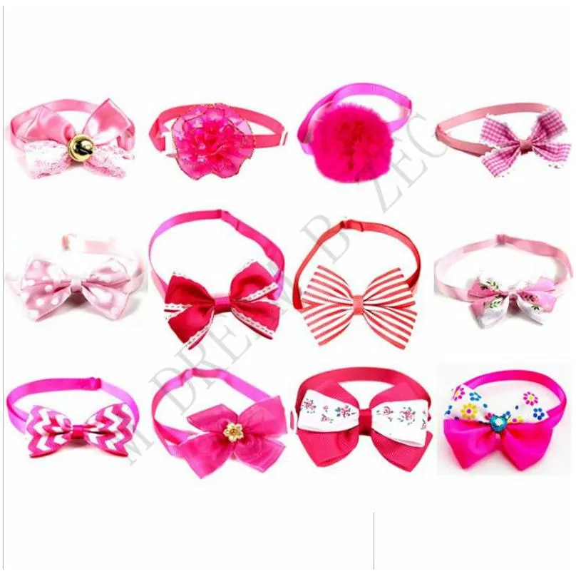 60 styles pet dog neck tie cat dogs bows ties bells headdress adjustable collars leashes apparel pet bandanas ornaments dog