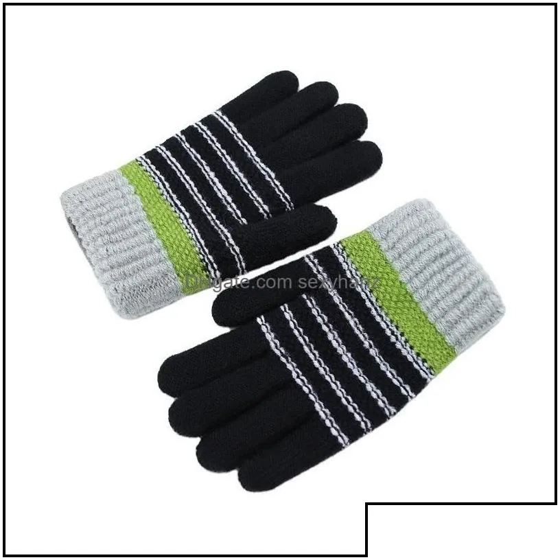 five fingers gloves mittens hats scarves fashion aessories child winter keep warm glove striped jacquard knitting mti colors mitts