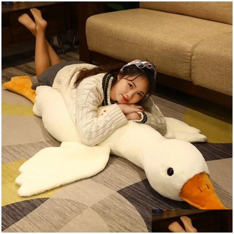 plush dolls  50-160cm fluffy duck plush toys sleep pillow cute animal stuffed n goose dolls floor mat kids girls birthday gift