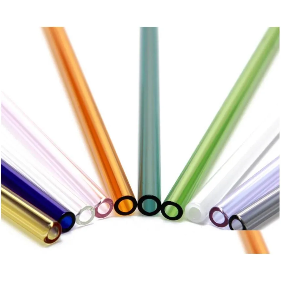 wholesale colored borosilicate cocktail glass straws length 20cm strait 8mm drinking straw for party ship