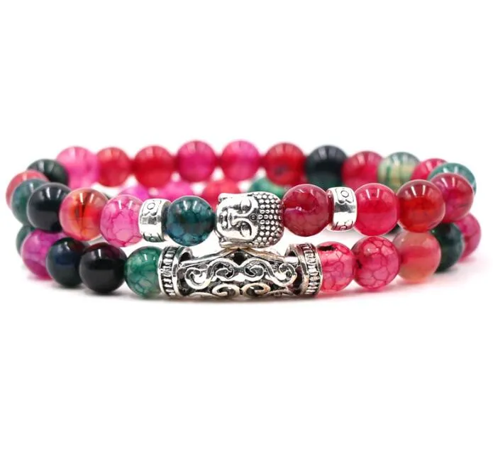 8mm natural stone lava turquoise beads bracelet set for men yoga chakra energy jewelry gift volcano stone bead buddha head elastic bracelet
