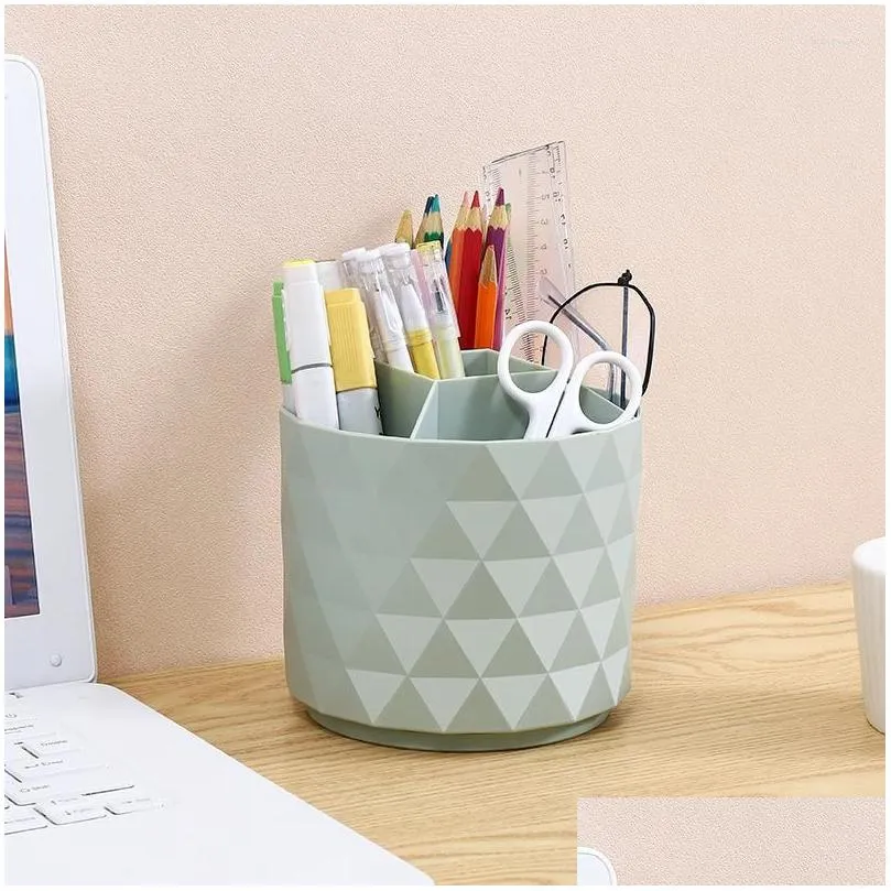 storage boxes 360ﾰ rotating makeup brush box barrel portable desktop cosmetic organizer lipstick brushes holder pen